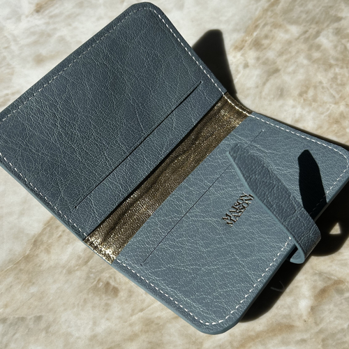 Porte-Carte - Bleu Gris et Or